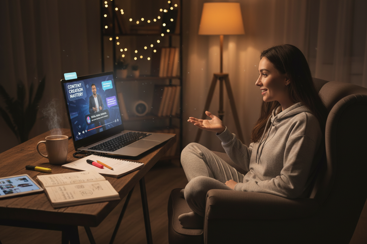 Person learning from a professional online course